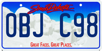 SD license plate 0BJC98