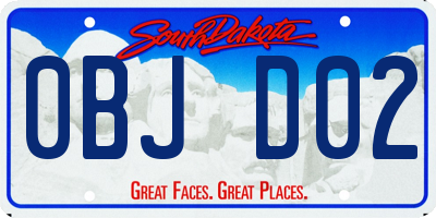 SD license plate 0BJD02
