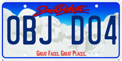 SD license plate 0BJD04