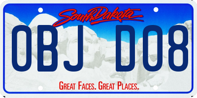 SD license plate 0BJD08
