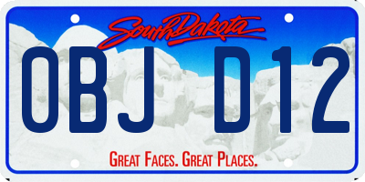 SD license plate 0BJD12