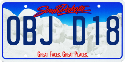 SD license plate 0BJD18