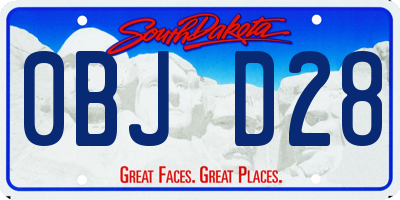 SD license plate 0BJD28