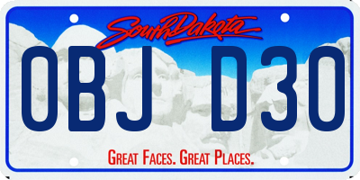 SD license plate 0BJD30