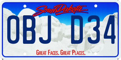 SD license plate 0BJD34