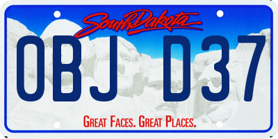 SD license plate 0BJD37