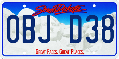 SD license plate 0BJD38