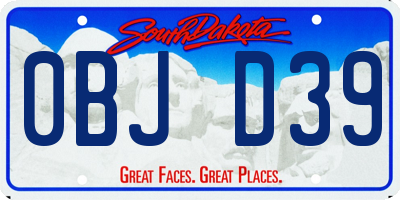 SD license plate 0BJD39