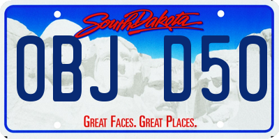 SD license plate 0BJD50