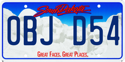 SD license plate 0BJD54