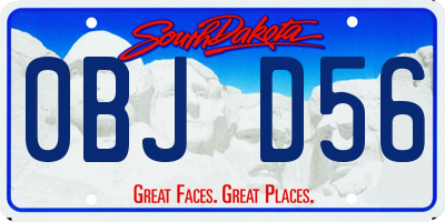 SD license plate 0BJD56