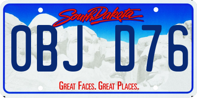 SD license plate 0BJD76
