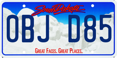 SD license plate 0BJD85
