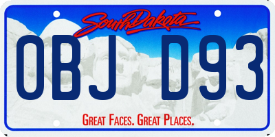 SD license plate 0BJD93