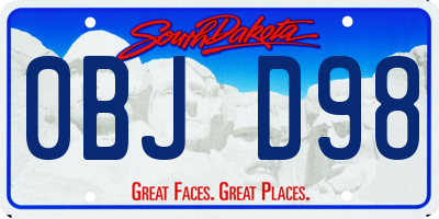 SD license plate 0BJD98