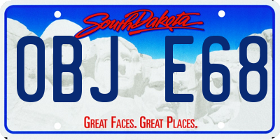 SD license plate 0BJE68