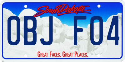 SD license plate 0BJF04