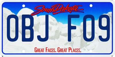SD license plate 0BJF09