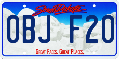 SD license plate 0BJF20