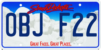 SD license plate 0BJF22