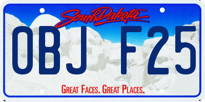 SD license plate 0BJF25