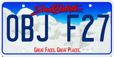 SD license plate 0BJF27