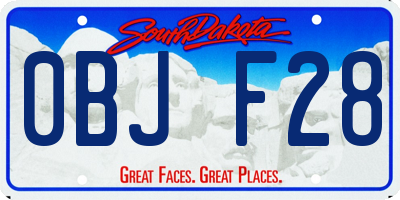 SD license plate 0BJF28