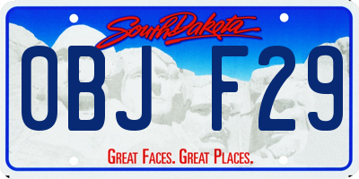 SD license plate 0BJF29