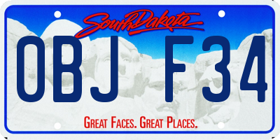 SD license plate 0BJF34