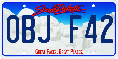 SD license plate 0BJF42