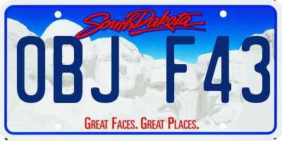 SD license plate 0BJF43