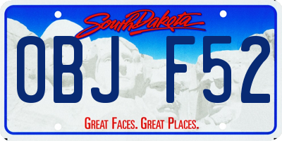 SD license plate 0BJF52