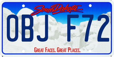 SD license plate 0BJF72