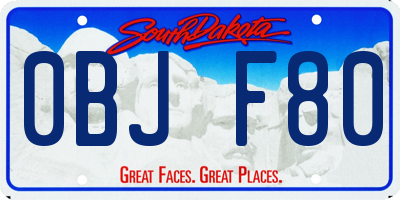 SD license plate 0BJF80