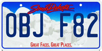 SD license plate 0BJF82