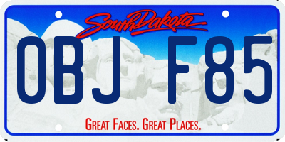 SD license plate 0BJF85