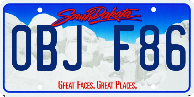 SD license plate 0BJF86