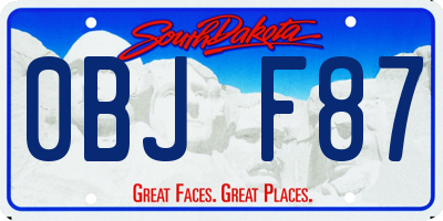 SD license plate 0BJF87