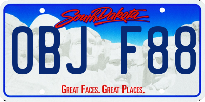 SD license plate 0BJF88