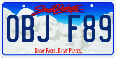 SD license plate 0BJF89