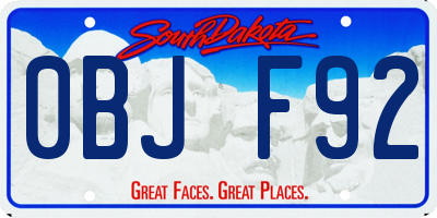 SD license plate 0BJF92
