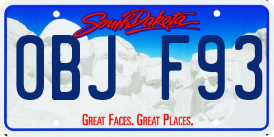 SD license plate 0BJF93