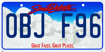 SD license plate 0BJF96