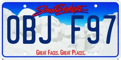 SD license plate 0BJF97