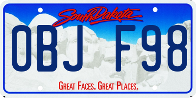 SD license plate 0BJF98