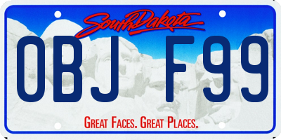 SD license plate 0BJF99