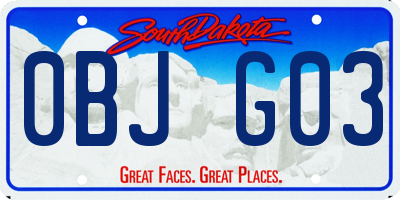 SD license plate 0BJG03