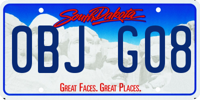 SD license plate 0BJG08