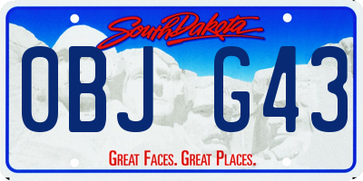 SD license plate 0BJG43