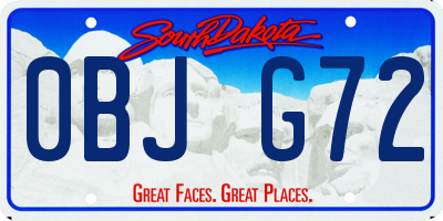 SD license plate 0BJG72
